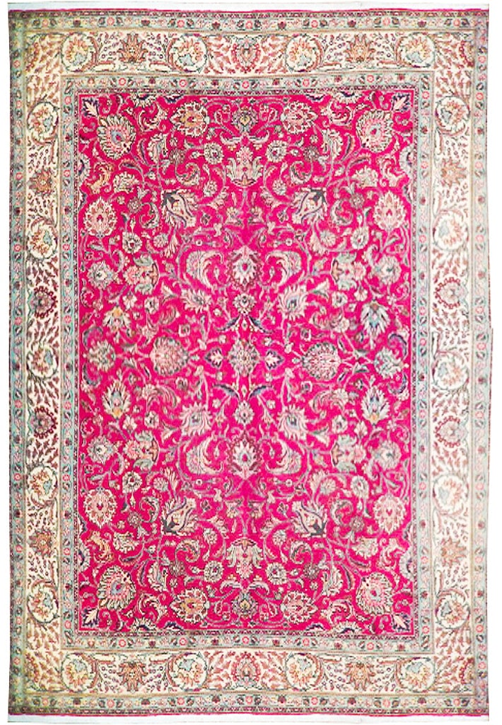 Handcrafted 9.5 x 12 Red Semi-Antique Persian Kashmar Rug: Handcrafted 9.5 x 12 Red Semi-Antique Persian Kashmar Rug Free continental US Shipping Enhance your living space with this stunning 9.5 x 12 Red Semi-Antique Old Persian Kashmar Rug, meticulously hand