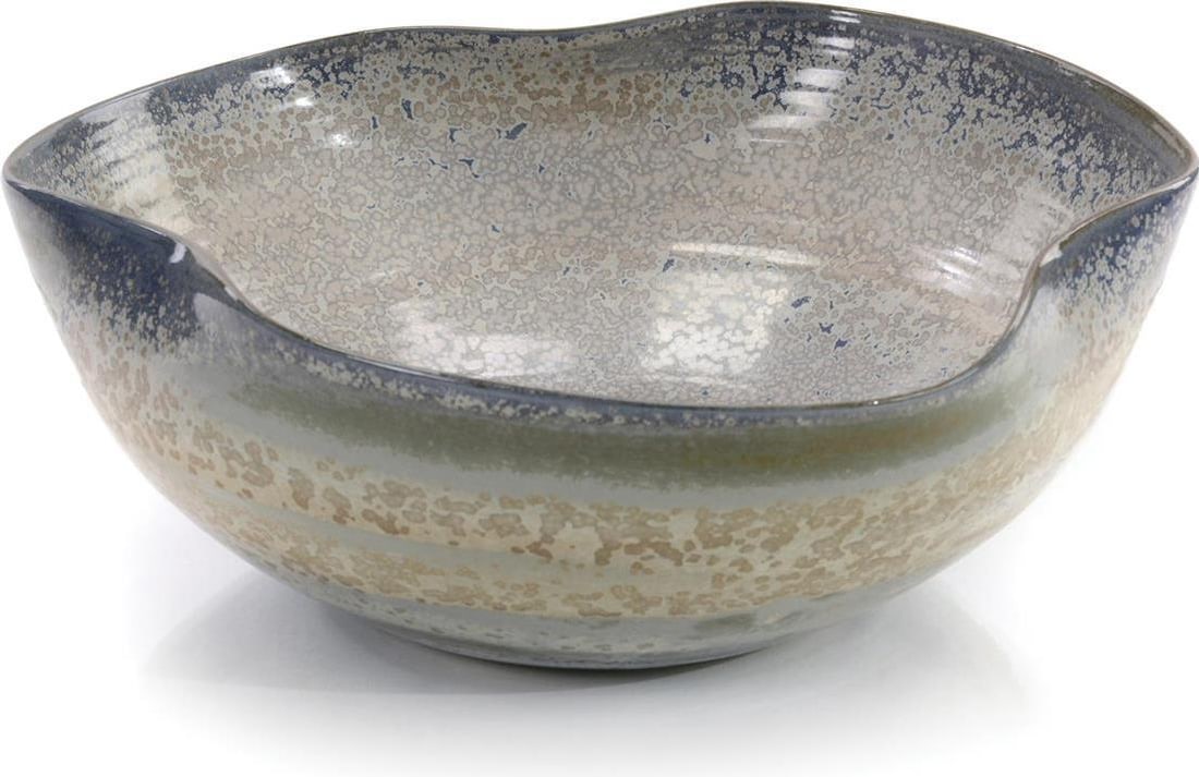 Contemporary Teal Ceramic Bowl by John-Richard 8.25H 22.75W 22.75D (1 of 1)