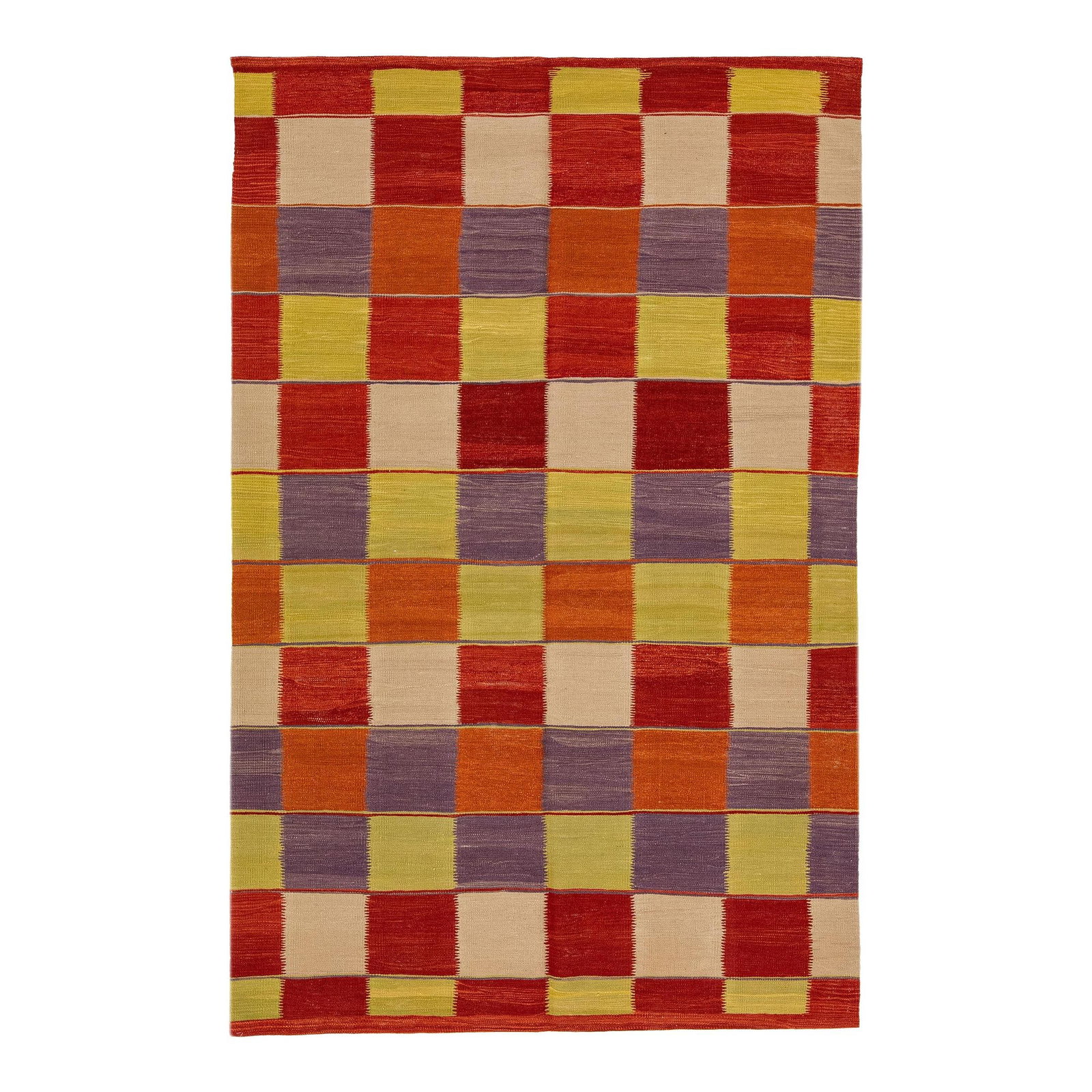 Handmade Modern Kilim Wool Rug Multicolor Geometric Design 4'10 x 7'6 (1 of 7)