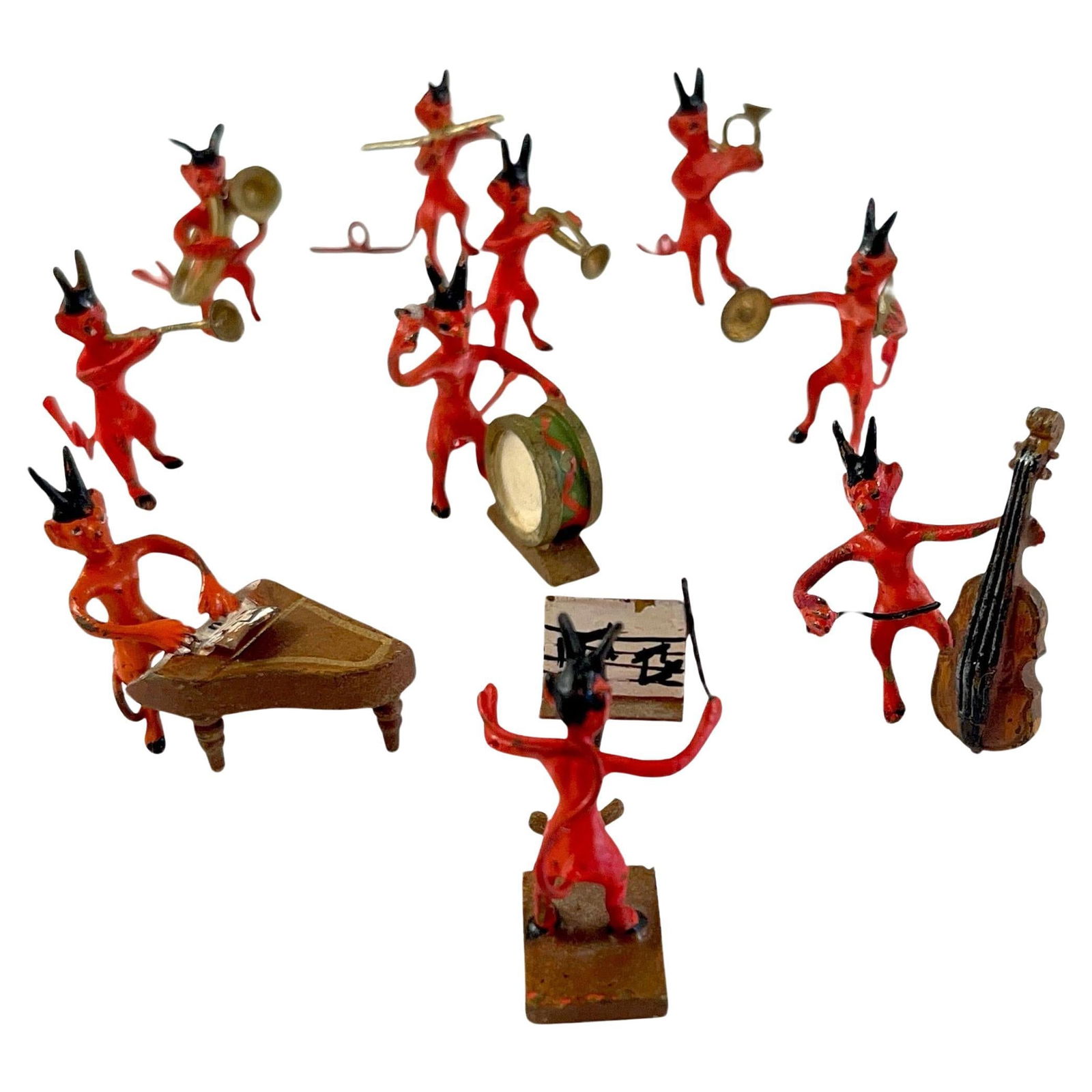 Vienna Cold Painted Bronze Devil Orchestra Set of 10 Attributed to Franz Bergman (1 of 14)