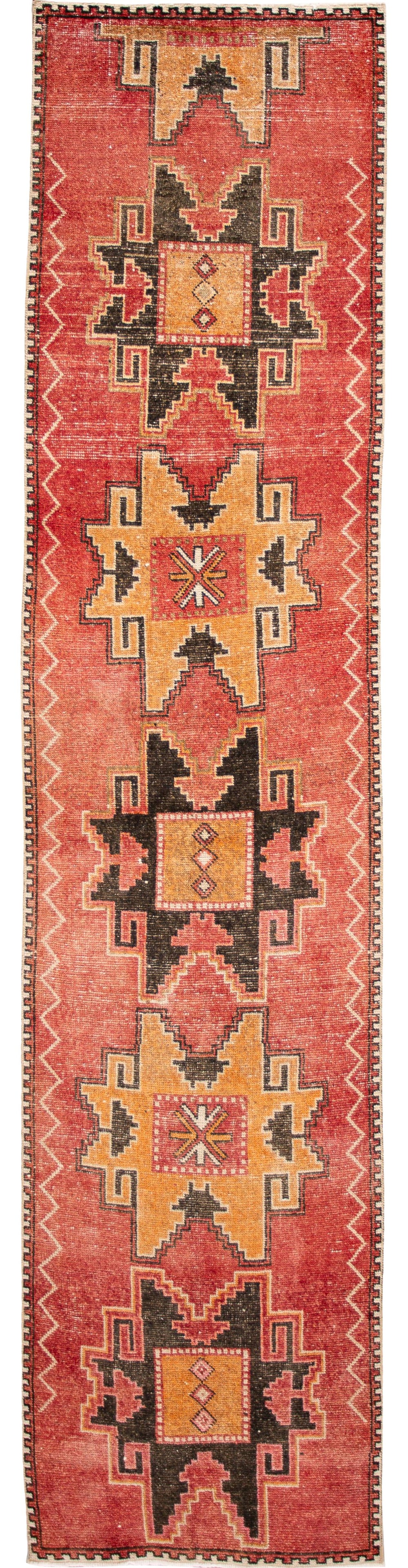 Antique Turkish Wool Runner Rug 2'8 x 11'6 Multi Medallion Design: Antique Turkish Wool Runner Rug 2'8 x 11'6 Multi Medallion Design This exquisite early 20th century vintage Turkish wool runner rug features a stunning hand-knotted construction with a light rust fiel