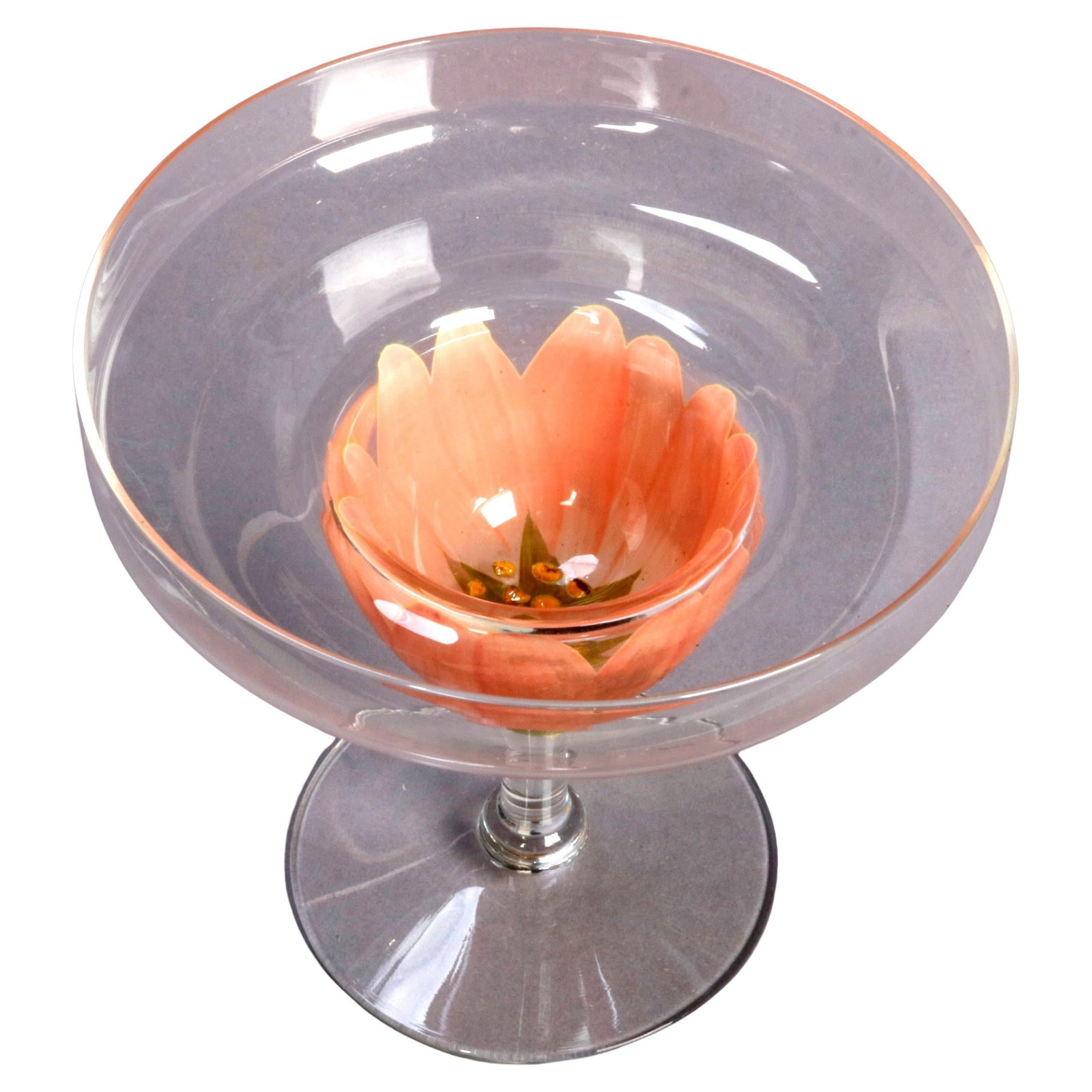 Set of 12 Hand-Painted Art Glass Tulip Margarita Glasses 1950 (1 of 7)