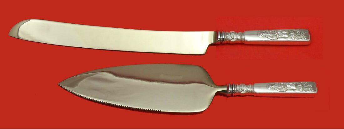 Gorham Fontainebleau Sterling Silver Wedding Cake Set 2pc Custom (1 of 1)