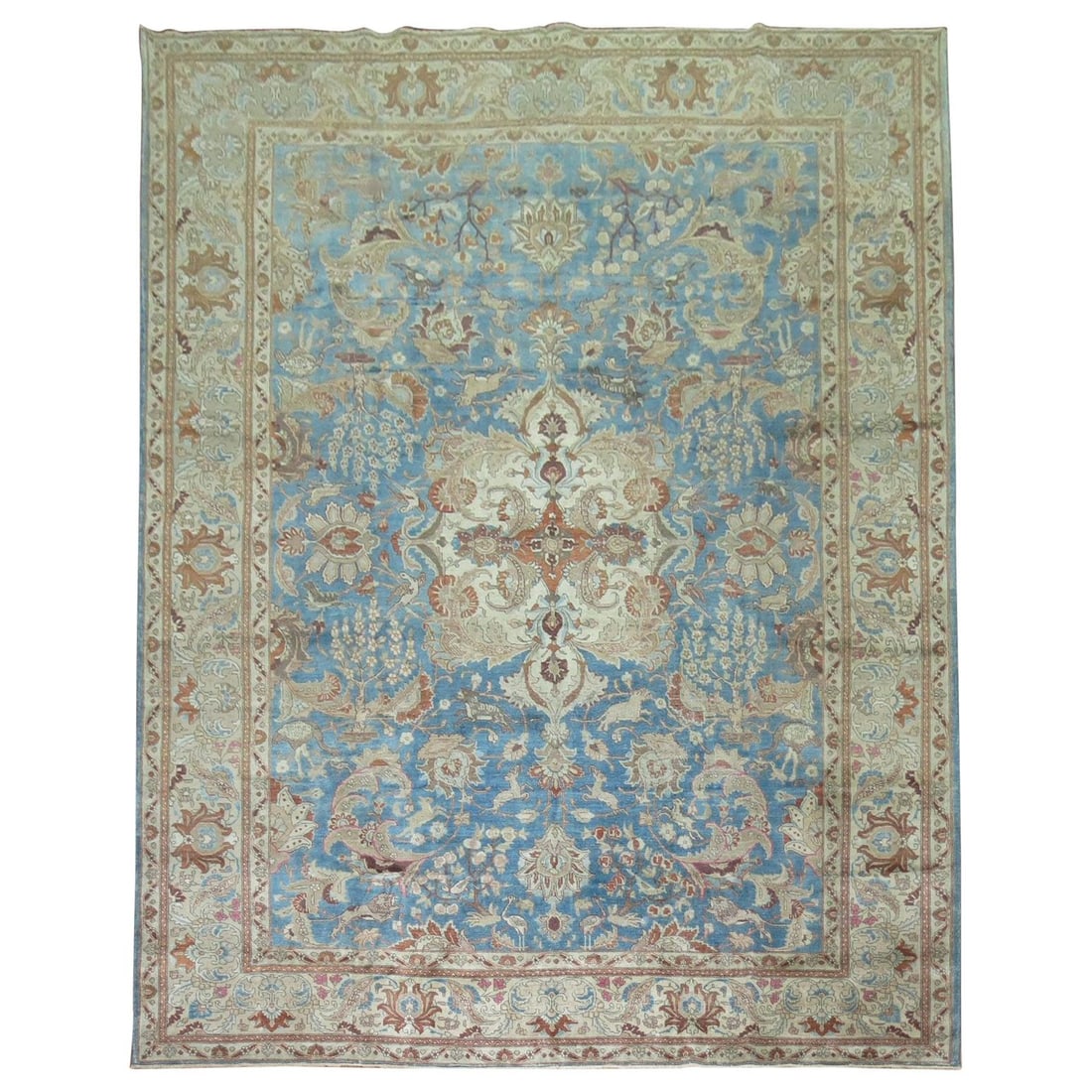 Zabihi Collection Antique Persian Tabriz Animal Rug 9'2 x 12'7 Wool Hand-Woven (1 of 10)