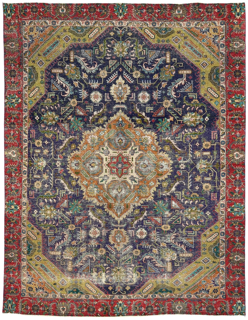 Hand-Knotted Vintage Floral Wool Rug 9'4 x 12'2 Traditional Design (1 of 13)