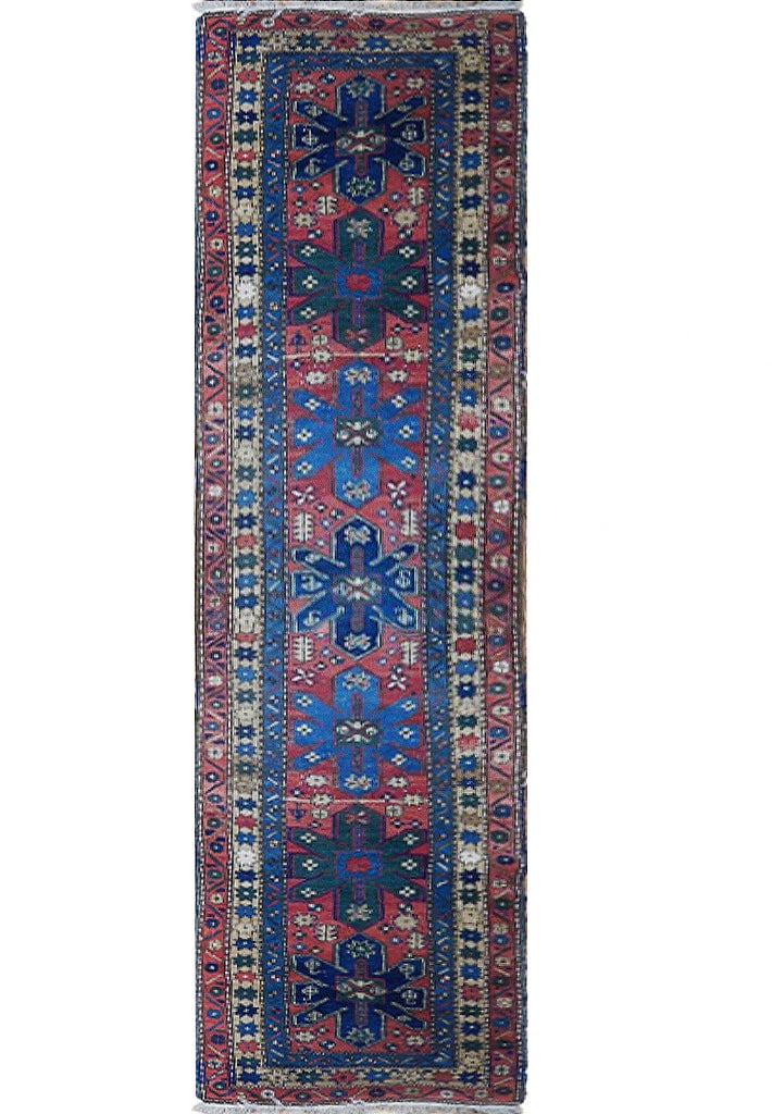3'3 x 12'10 Red Antique Russian Kazak Runner Hand-Knotted Wool (1 of 7)