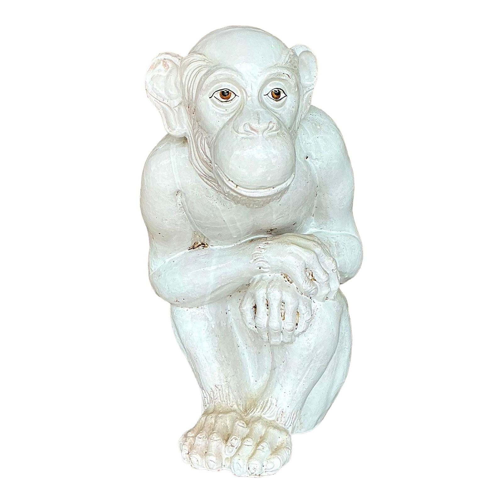 Life Size Vintage Italian Glazed Ceramic Monkey Decor (1 of 9)