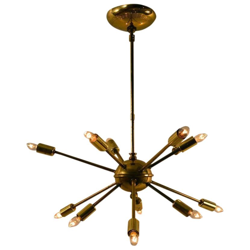 Brass 12-Light Sputnik Chandelier Mid-Century Modern (1 of 8)