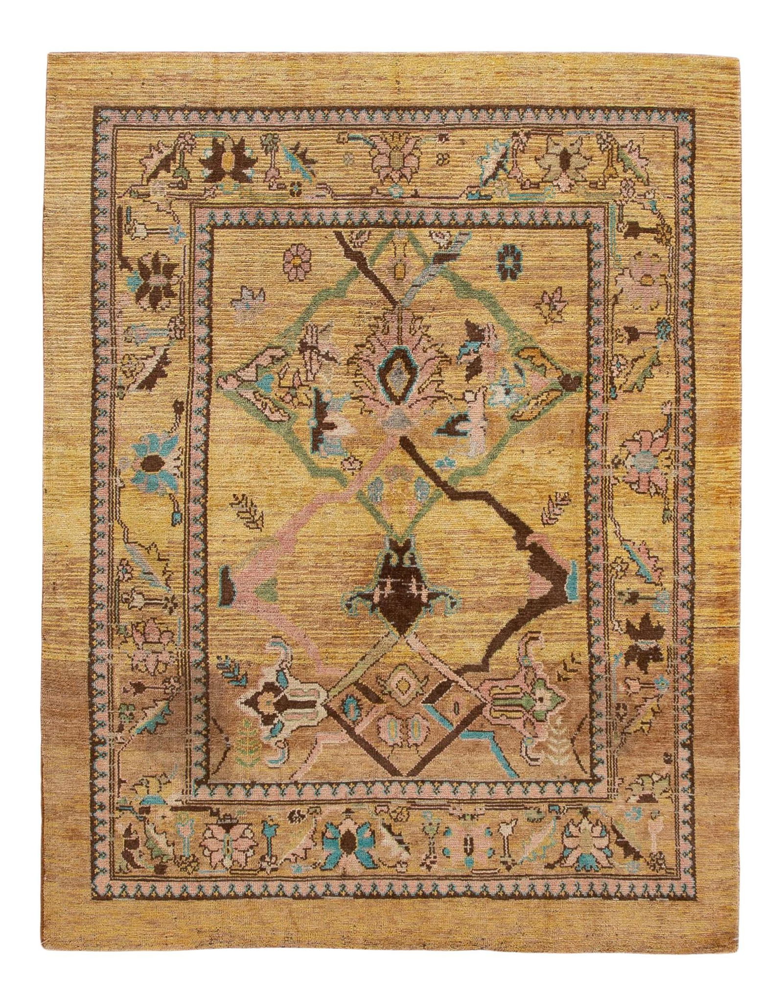 Vibrant Yellow Floral Wool Rug Modern Revival 6'3 x 8'1 (1 of 8)