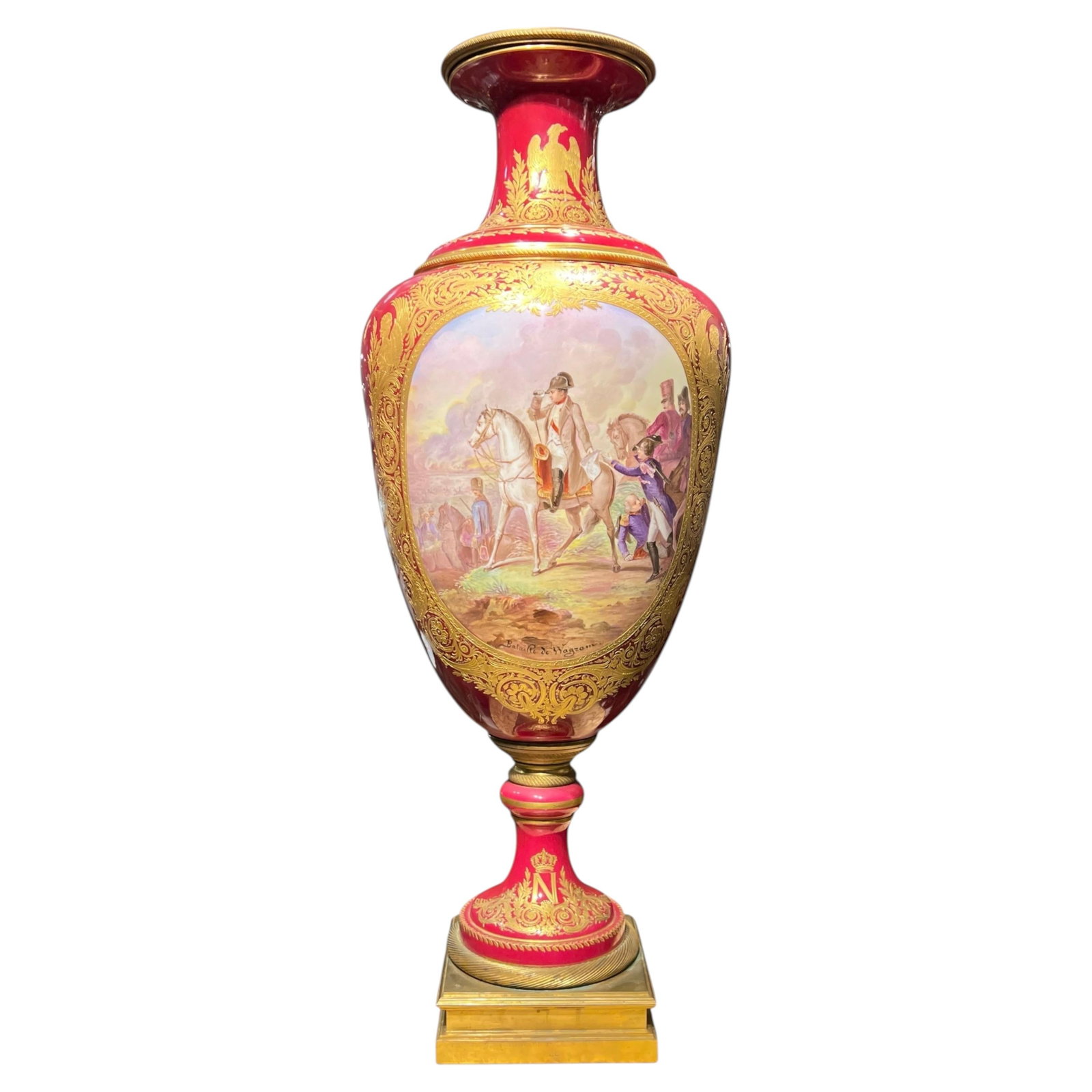 Large Hand-Painted French Porcelain Vase Sevres Style Napoleon Battle Scene (1 of 16)