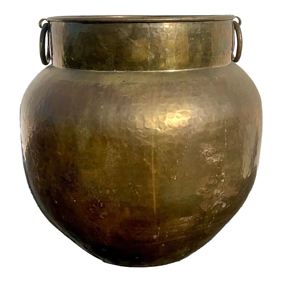 Vintage Monumental Hammered Brass Urn 23in Diameter 24in Tall (1 of 10)