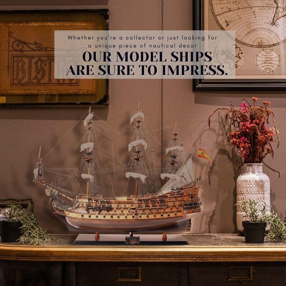 Handcrafted HMS Sovereign Ship Model Nautical Decor 32.5H 35W 11.5D (1 of 1)