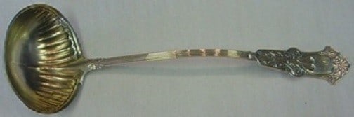 Whiting Alhambra Sterling Silver Gold-Washed Soup Ladle 12 3/4": Whiting Alhambra Sterling Silver Gold-Washed Soup Ladle 12 3/4" This exquisite soup ladle features the elegant Alhambra pattern by Whiting, crafted from high-quality sterling silver. With a generous