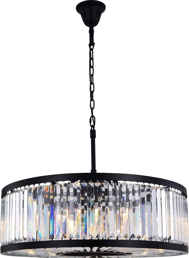 Elegant Lighting Chelsea Pendant Light Clear Crystal Matte Black 10 Bulbs: Elegant Lighting Chelsea Pendant Light Clear Crystal Matte Black 10 Bulbs Illuminate your space with the Chic and Shimmering Chelsea Pendant Light, a stunning addition to any modern decor. This