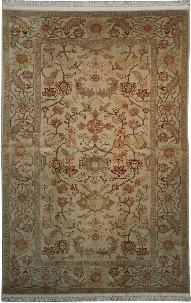 5'9 x 8'10 Beige Silky Chobi Peshawar Hand-Knotted Area Rug: 5'9 x 8'10 Beige Silky Chobi Peshawar Hand-Knotted Area Rug Free continental US Shipping Enhance your living space with this exquisite 5.9 x 8.10 Beige Silky Chobi Peshawar Rug. Handwoven by skilled