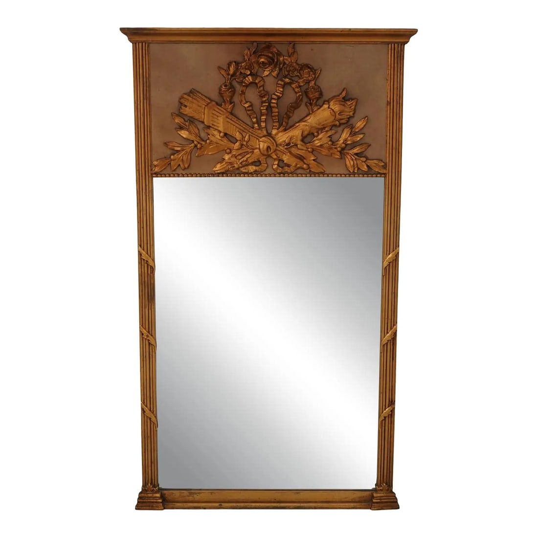 Antique 1930s French Torch Carved Mirror with Gold Accents (1 of 10)