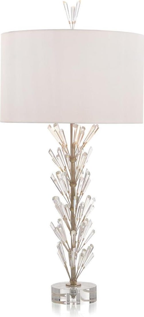 John-Richard Antique Style Crystal Table Lamp 38.50 Inch White Shade (1 of 1)