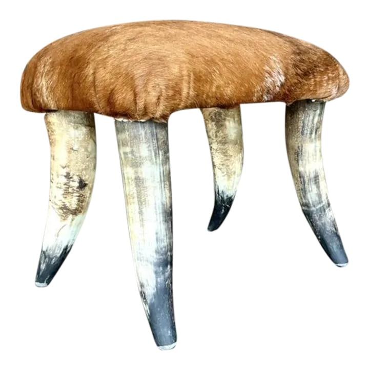 Vintage Boho Natural Horn Low Stool Sienna Unique Design: Vintage Boho Natural Horn Low Stool Sienna Unique Design Enhance your living space with the distinct charm of this Vintage Boho Horn Low Stool. Made from natural horn, this stool showcases an organic