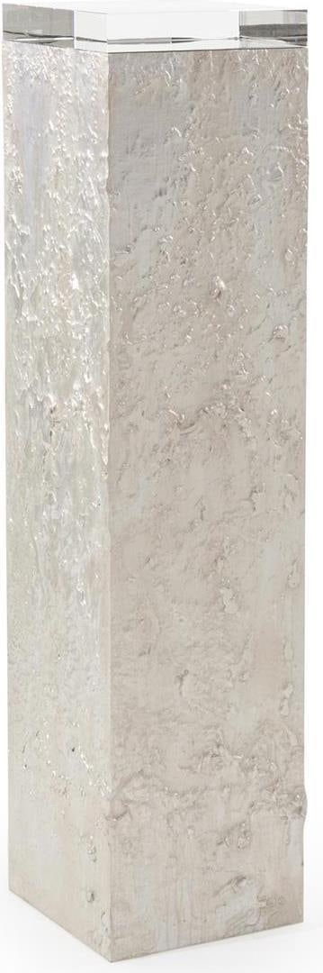 John-Richard 48 Inch Washed Silver Pedestal Table: John-Richard 48 Inch Washed Silver Pedestal Table Elevate your modern decor with this Sleek Silver Pedestal, a stunning addition to any contemporary space. Standing at 48 inches tall, this pedestal fe
