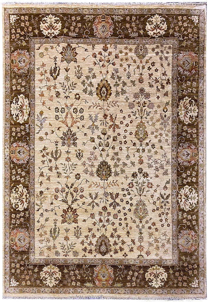 Handmade 8' x 10' Agra Quality Wool Rug Beige Olive Green: Handmade 8' x 10' Agra Quality Wool Rug Beige Olive Green Free continental US Shipping Enhance your home with this exquisite 8' x 10' Agra Quality Wool Handmade Rug in Beige and Olive Green. Meticulou
