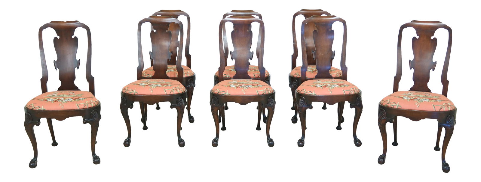 Set of 8 Vintage High English Dining Room Chairs 100 Years Old (1 of 10)