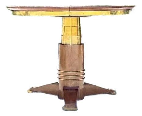 Vintage Jules LeLue Extendable Round Dining Table with Metallic Accents (1 of 10)