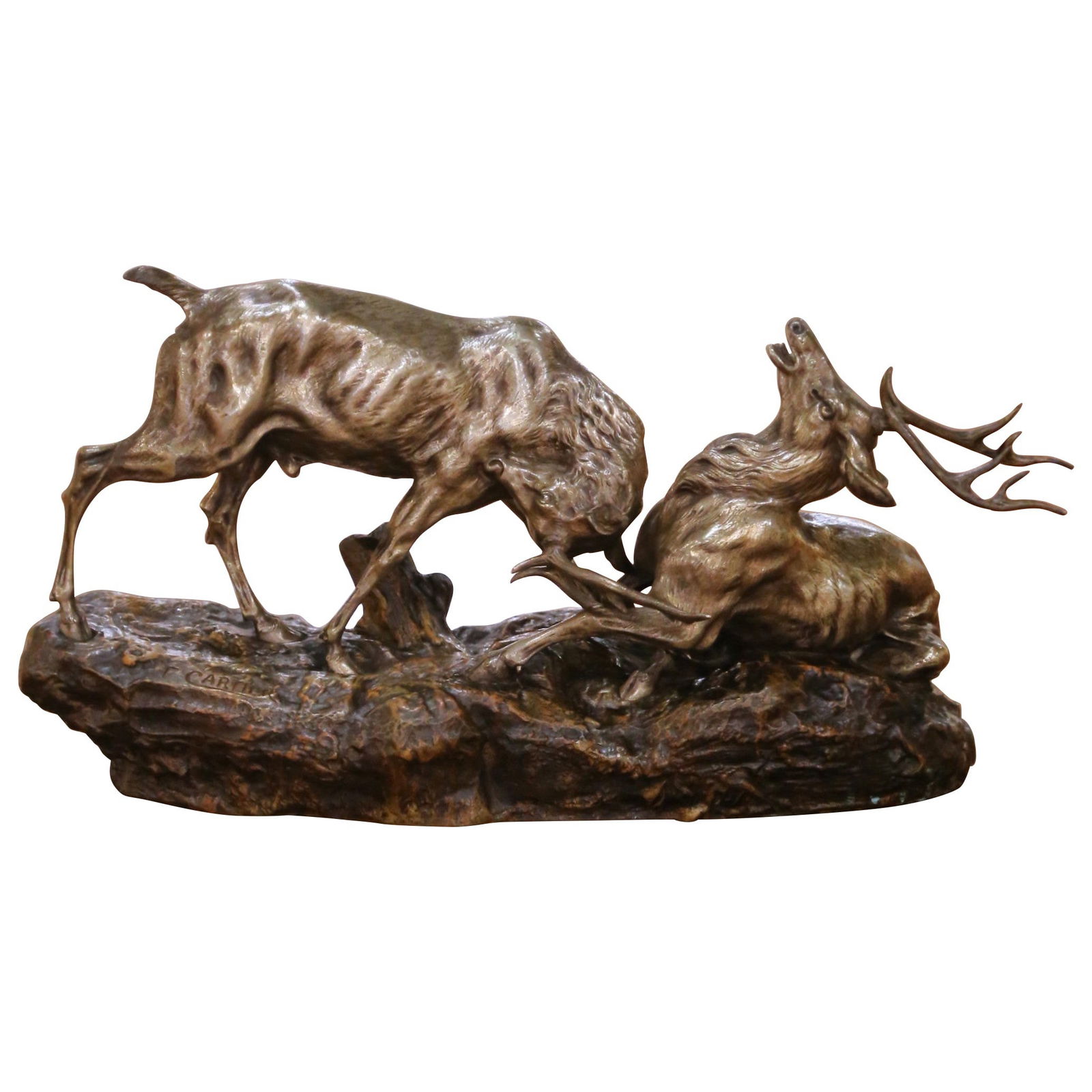 Bronze Deer Sculpture by Thomas F Cartier France Circa 1920 (1 of 10)