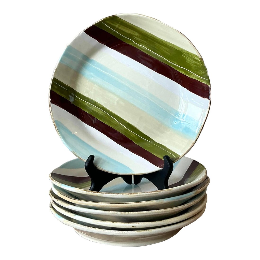 Set of 6 Hand-Painted Italian Ceramic Dinner Plates by Vietri (1 of 8)