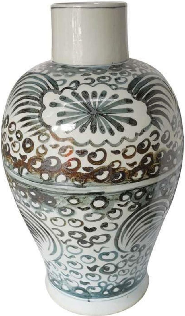 Chinese Style Baluster Ceramic Vase Sea Flower Design 27H (1 of 2)