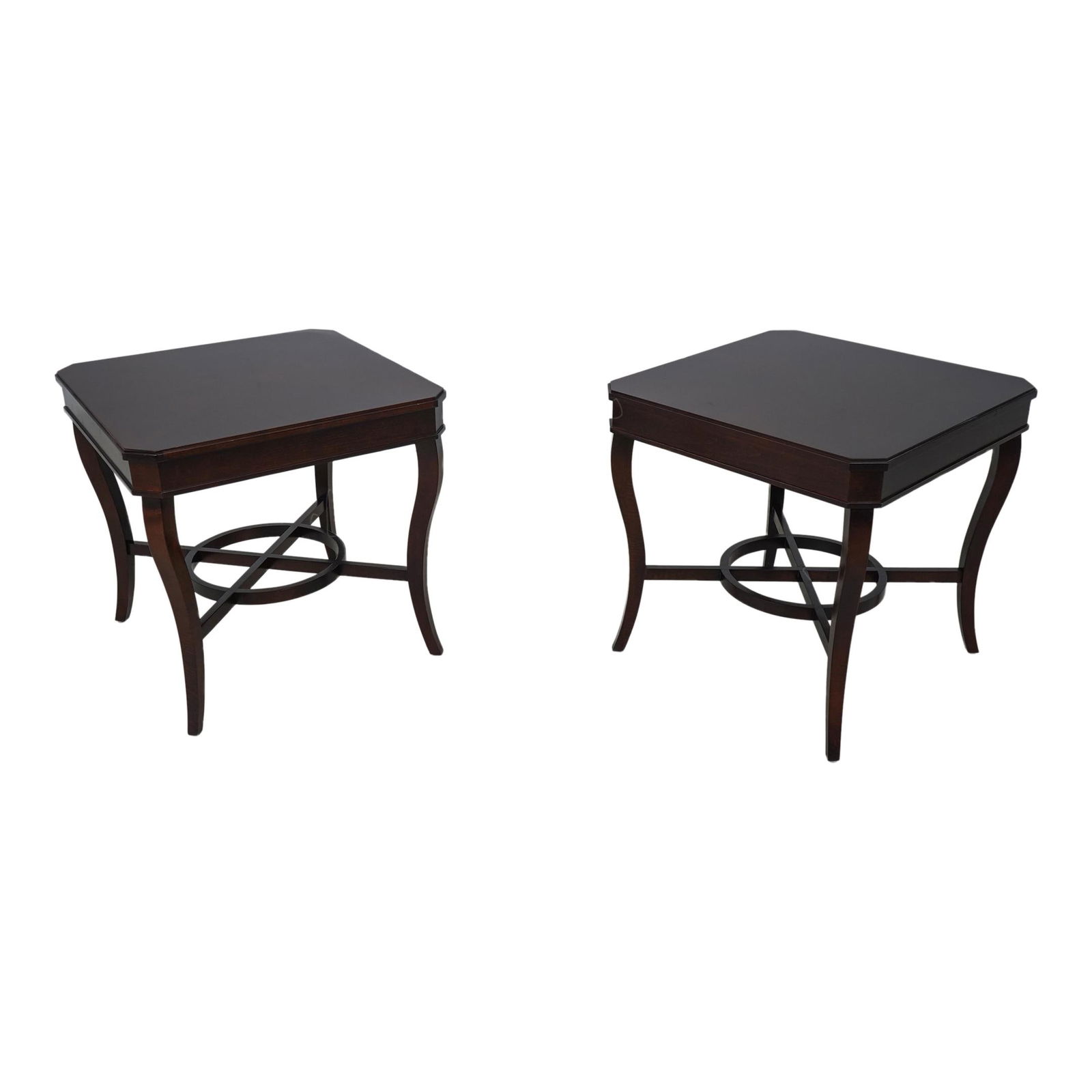 Elegant Pair of Cherry Wood Lamp Tables Modern Design 28" (1 of 10)