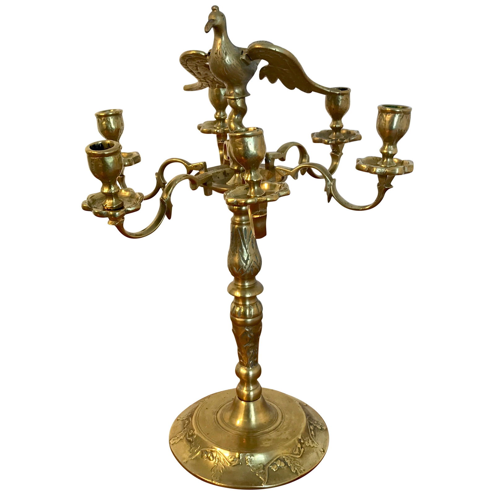19th Century Antique Brass Figural Candelabra with Winged Bird Design (1 of 8)