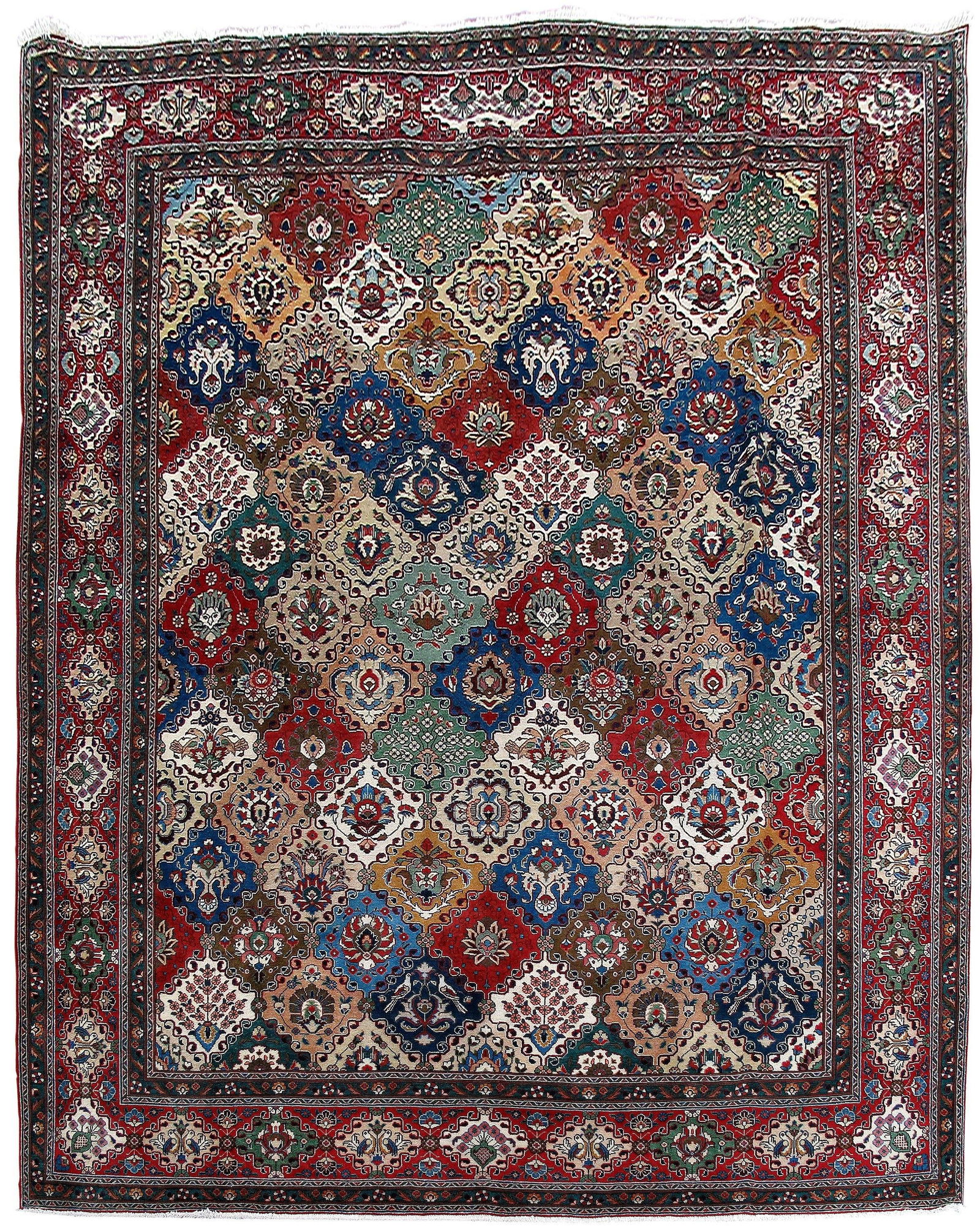 Exquisite 9'11 x 12'6 Multi-Color Persian Tabriz Rug Handcrafted in Iran: Exquisite 9'11 x 12'6 Multi-Color Persian Tabriz Rug Handcrafted in Iran Free continental US Shipping Experience the timeless elegance of this handcrafted Persian Tabriz rug, measuring 9' 11" x 12' 6"