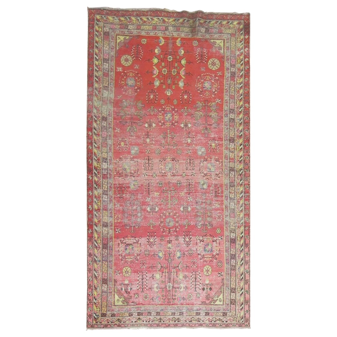 Late 19th Century Khotan Hand-Knotted Wool Gallery Rug 76 x 152: Late 19th Century Khotan Hand-Knotted Wool Gallery Rug 76 x 152 Discover the exquisite beauty of this late 19th century Khotan gallery rug, hand-knotted from high-quality wool. This pre-owned piece sh