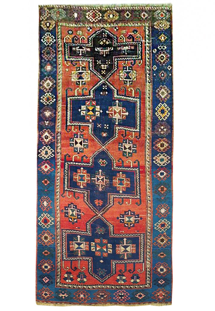 Vibrant Orange Semi Antique Caucasian Yuruk Runner 4'6 x 10'7 (1 of 7)