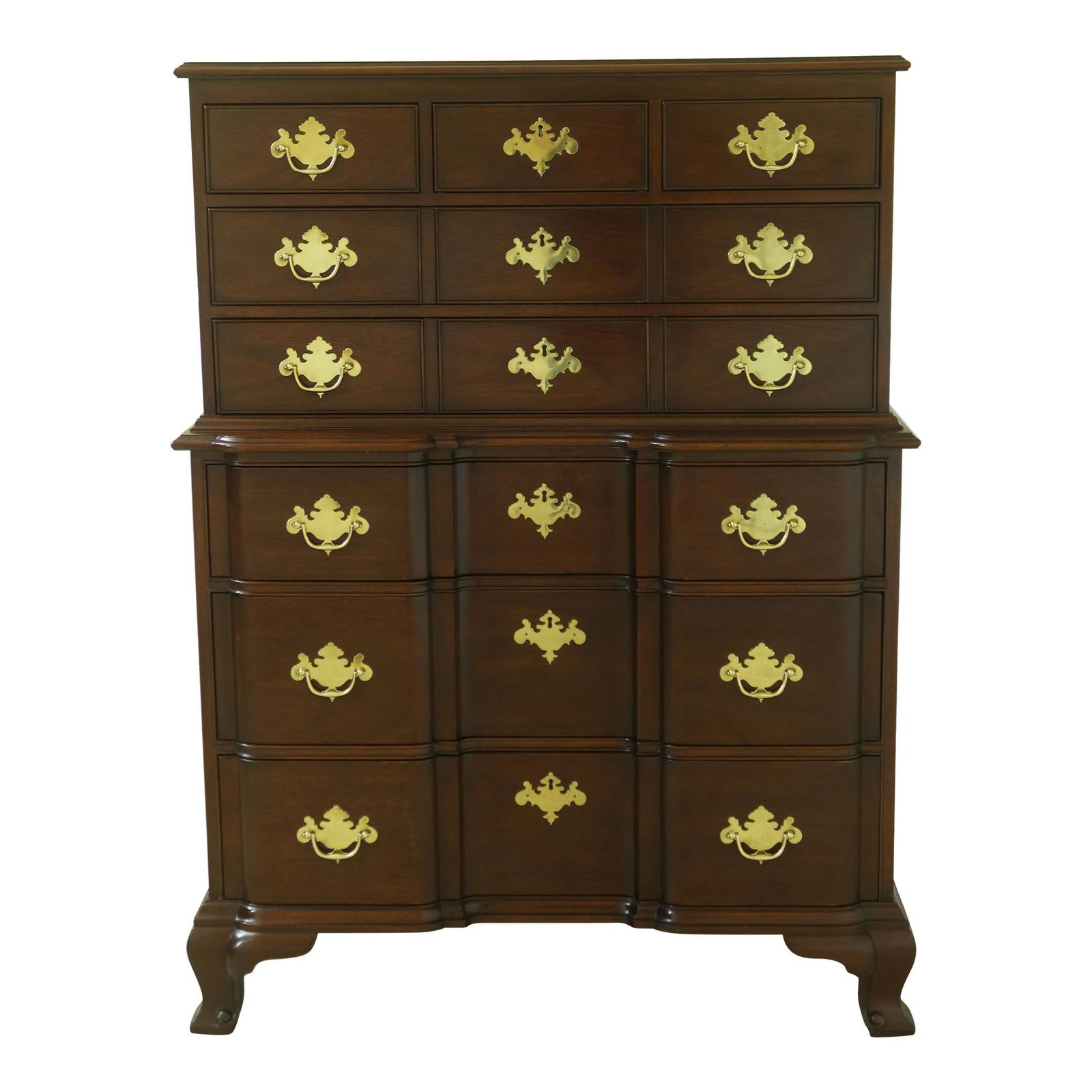 Kindel Oxford Mahogany Block Front High Chest Chippendale Style (1 of 10)