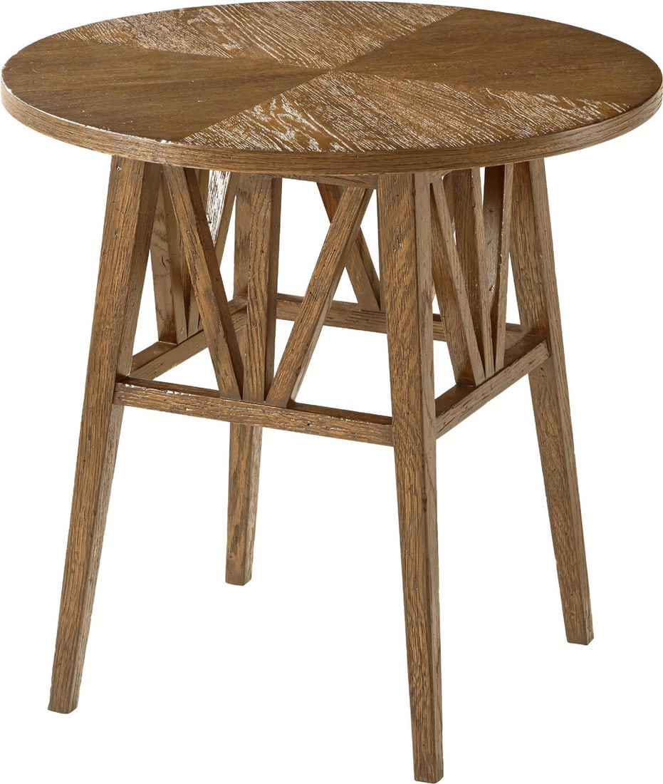 Nova Collection Modern Round Side Table with Metal and Wood Veneer (1 of 1)