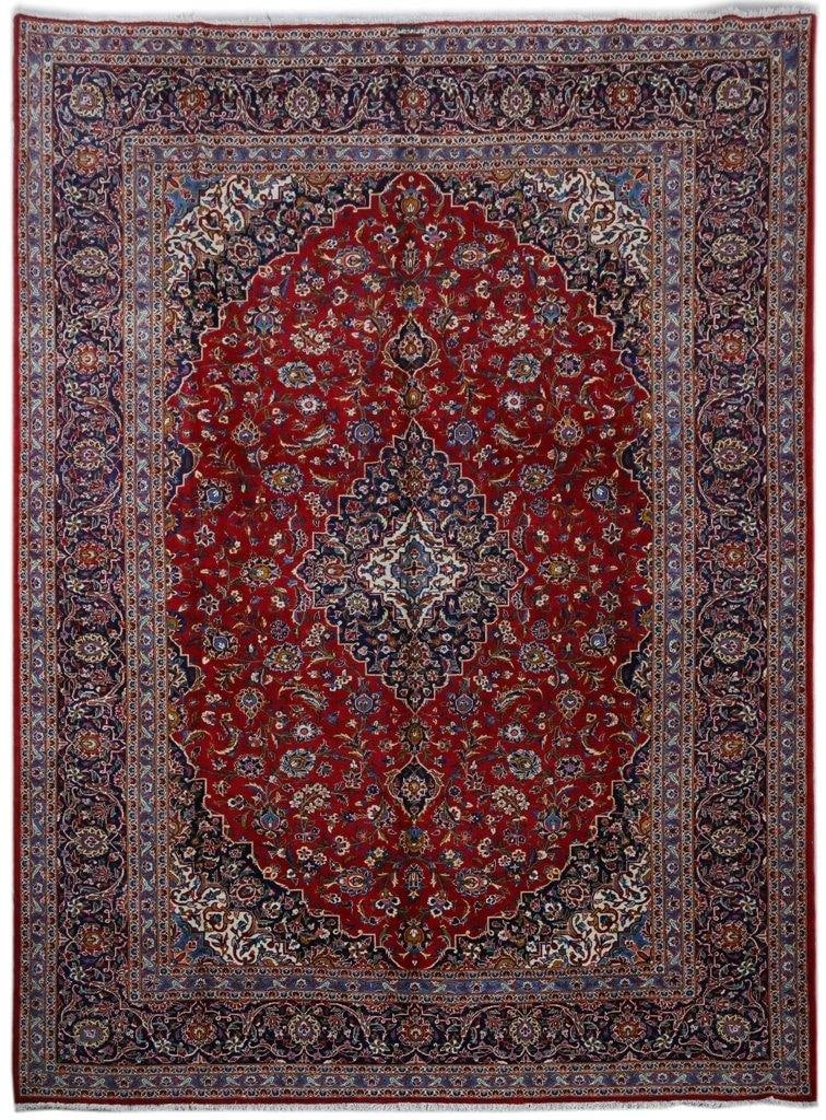 Handcrafted Red Persian Signed Kashan Rug 9'2 x 12'8 Traditional Design: Handcrafted Red Persian Signed Kashan Rug 9'2 x 12'8 Traditional Design Free continental US Shipping This exquisite 9.2 x 12.8 Red Persian Signed Kashan Rug is a masterpiece handcrafted by skilled Per