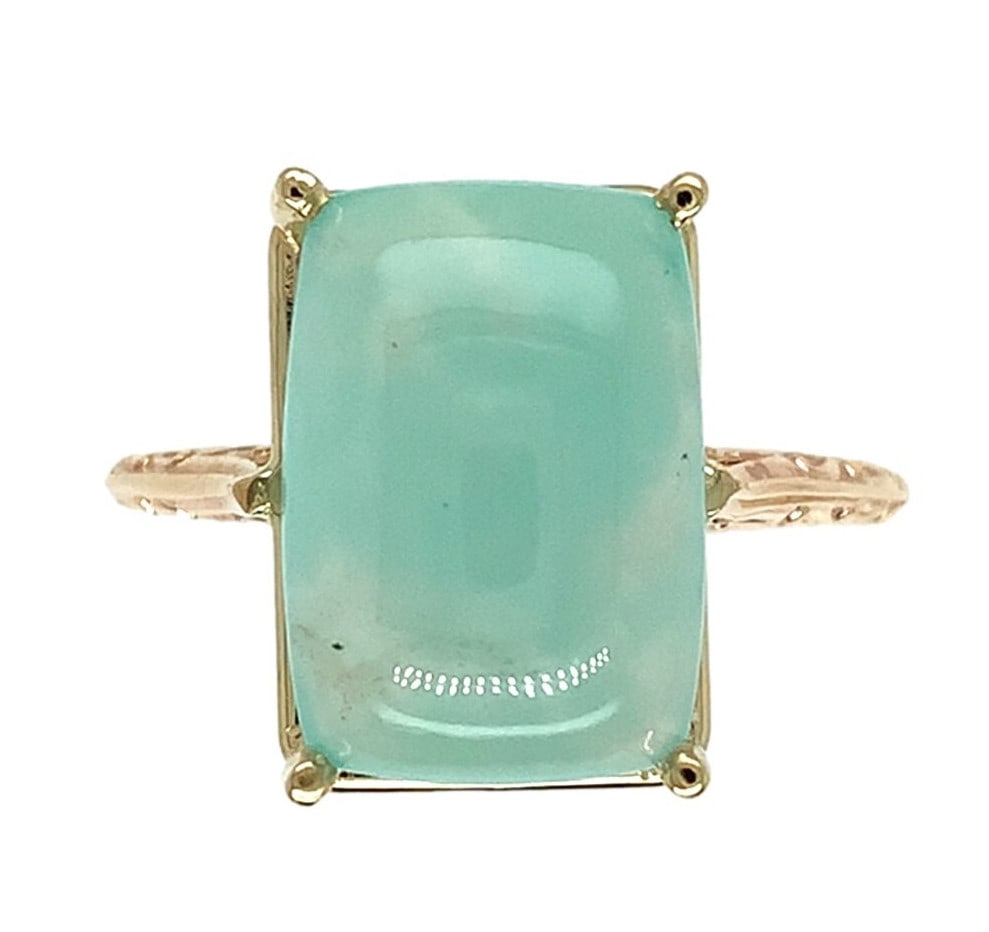 Vintage 10k Yellow Gold 6.95ct Chalcedony Ring Size 8.75 GIA Certified (1 of 11)