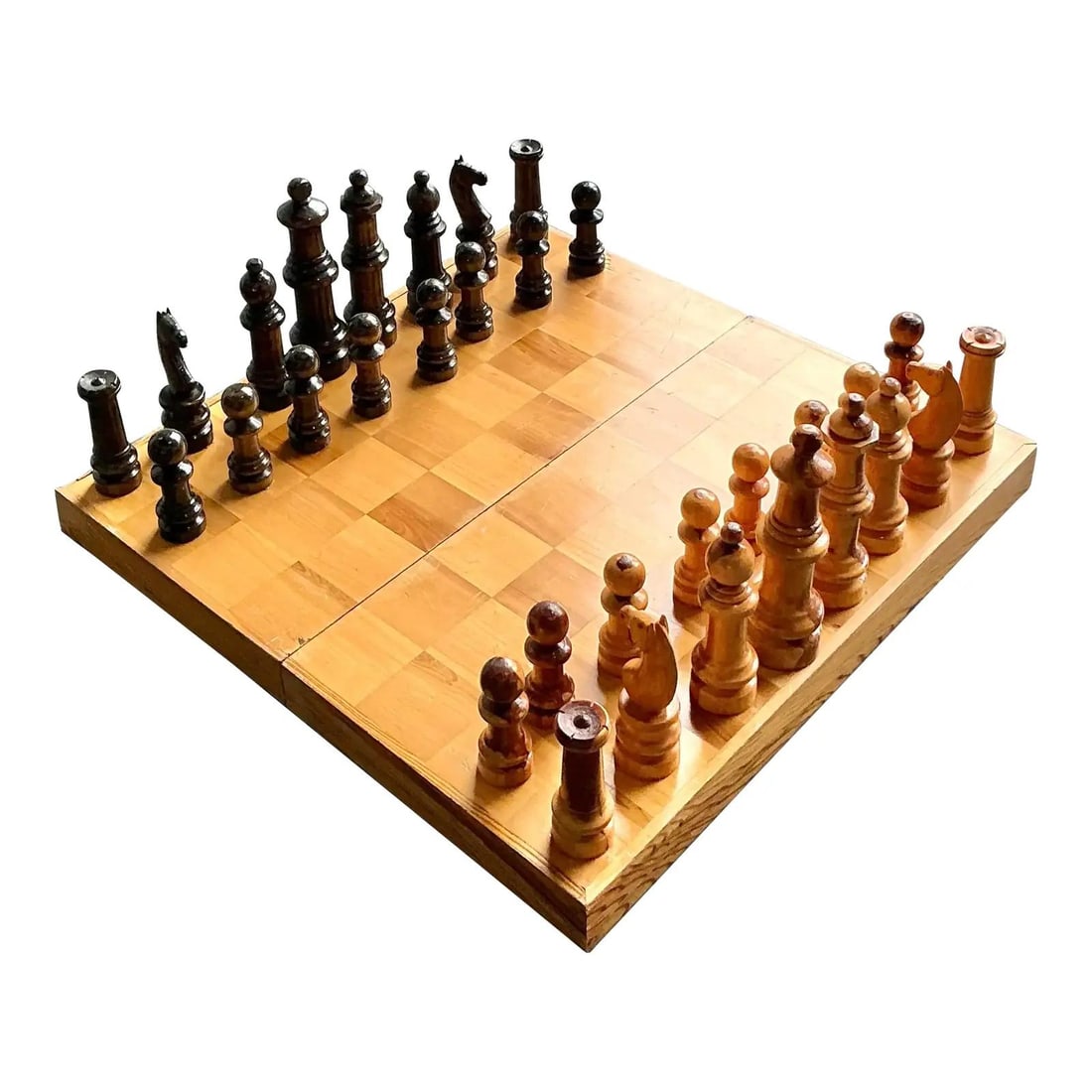 Oversized Hand-Carved Wooden Chess Board in Rustic Boho Style (1 of 10)