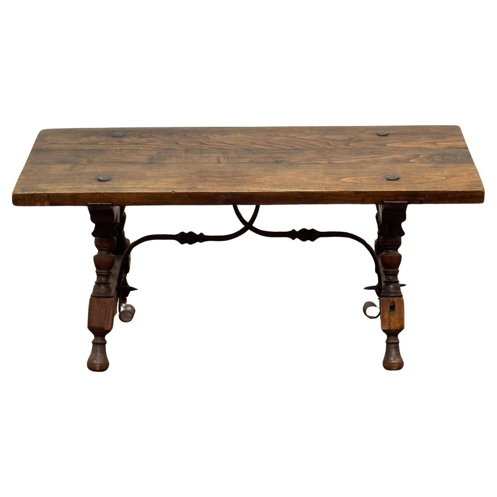 Early 20th Century Spanish Walnut and Iron Baroque Coffee Table (1 of 14)