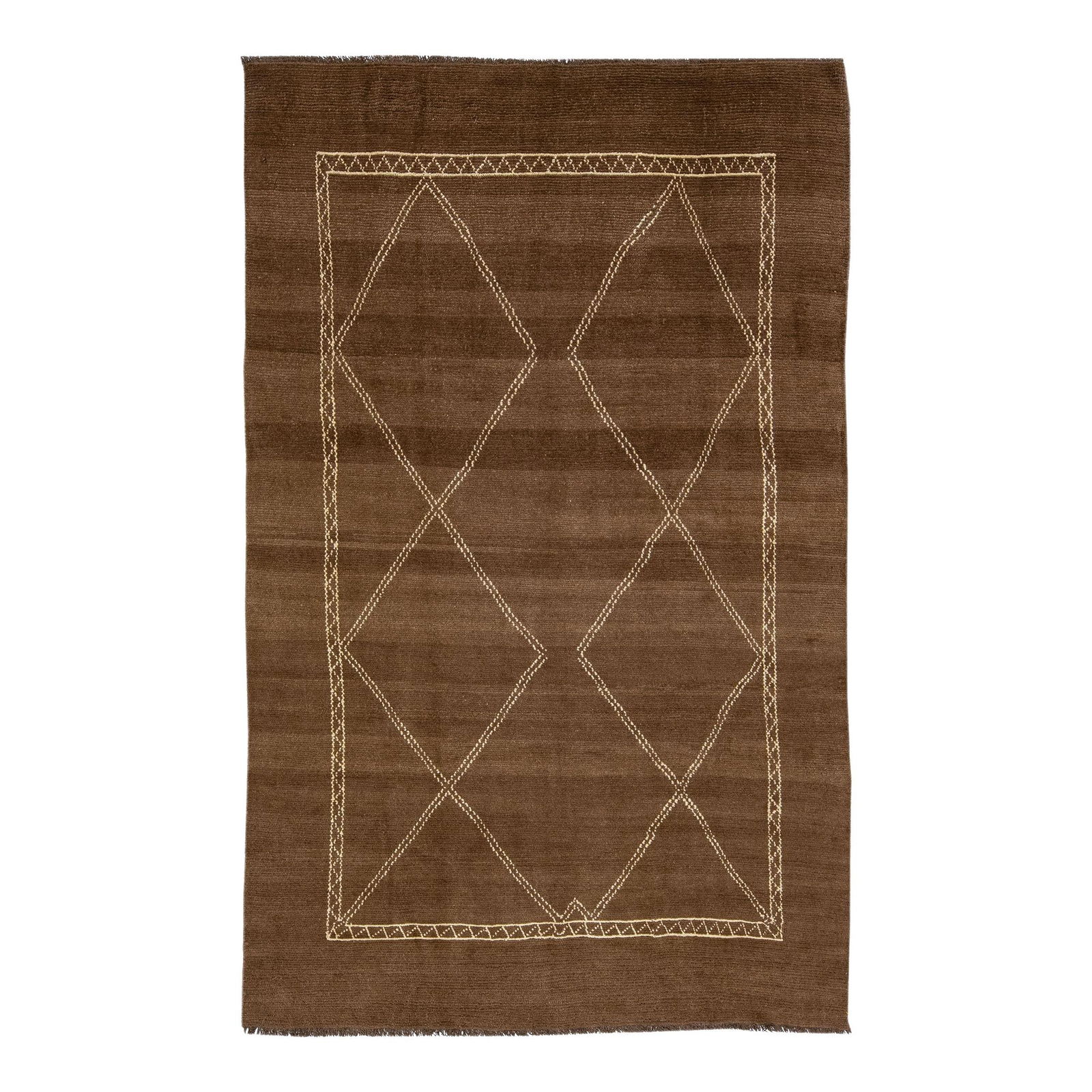 Brown Handmade Wool Moroccan Rug with Geometric Design 6'5 x 10'5 (1 of 8)