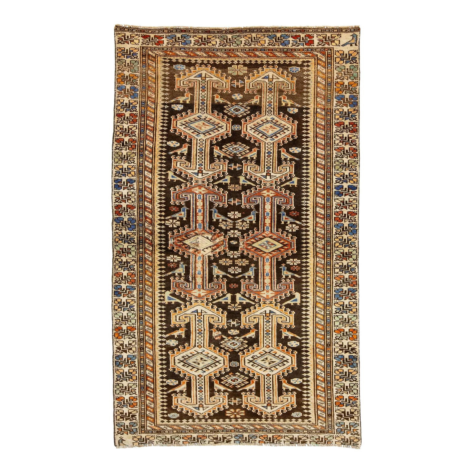 Vintage Hamadan Persian Wool Rug Tribal Design 3'7 x 6 (1 of 7)