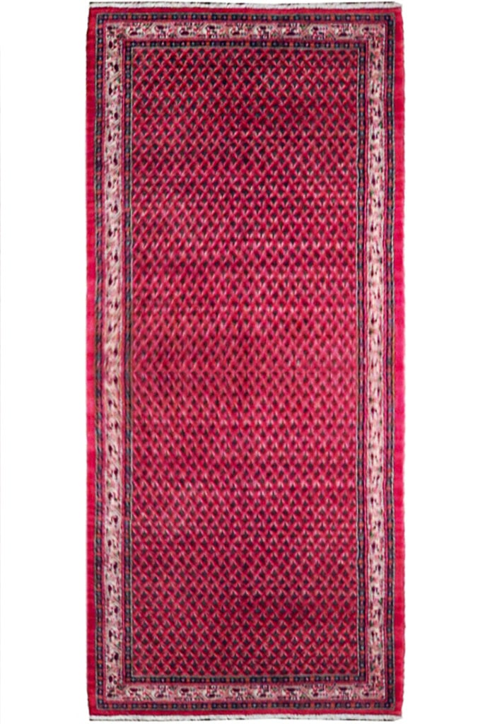 Red Semi Antique Persian Mir Runner Rug 3'10 x 10'8 Handcrafted Wool: Red Semi Antique Persian Mir Runner Rug 3'10 x 10'8 Handcrafted Wool Free continental US Shipping Enhance your living space with this exquisite 3' 10" x 10' 8" Red Semi Antique Persian Mir Runner Rug.