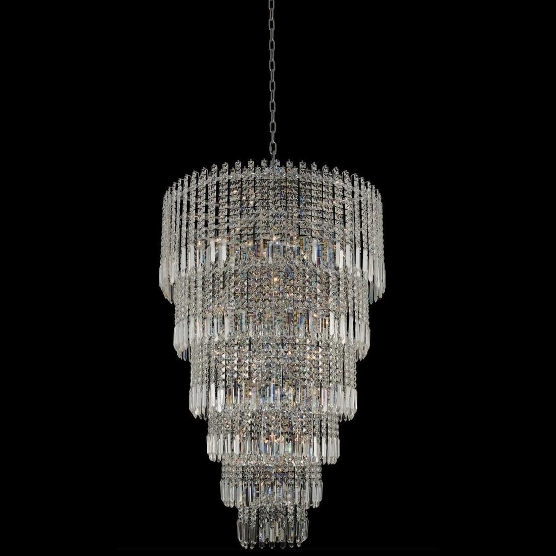 Kalco Pandoro 59in Chrome Firenze Crystal Foyer Chandelier: Kalco Pandoro 59in Chrome Firenze Crystal Foyer Chandelier Illuminate your space with this exquisite Crystal-Chrome Foyer Chandelier, designed to bring elegance and sophistication to any indoor settin