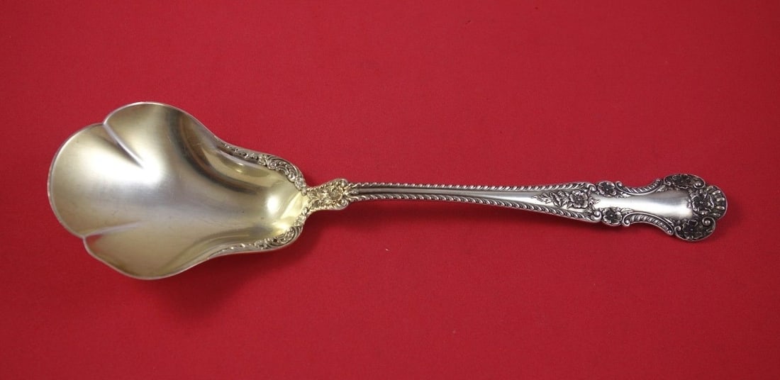 Gorham Cambridge Sterling Silver Salad Serving Spoon Gold Wash 10 1/4 Inches (1 of 1)