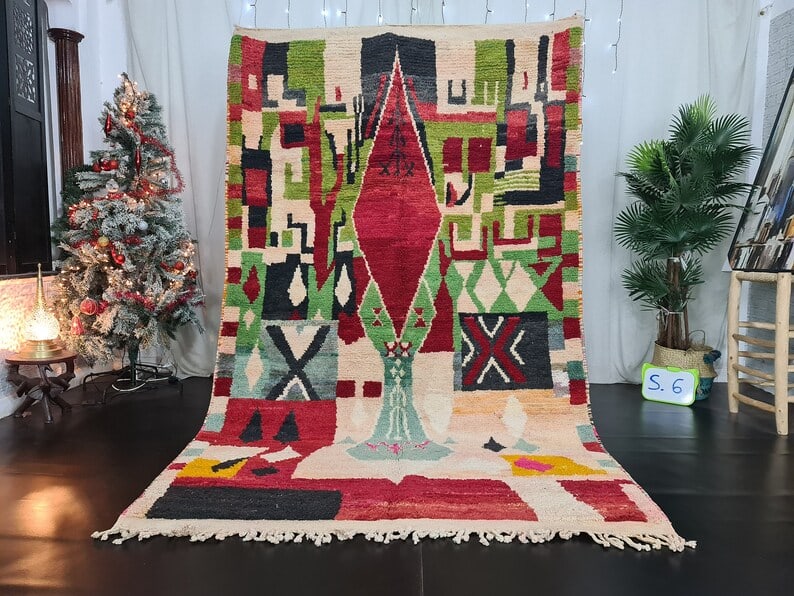 Handwoven Colorful Berber Rug 100% Wool 8 x 5 Feet Morocco: Handwoven Colorful Berber Rug 100% Wool 8 x 5 Feet Morocco Discover the beauty of this fine authentic colorful rug, handwoven in the stunning Atlas Mountains by skilled local Berber women weavers. Cra