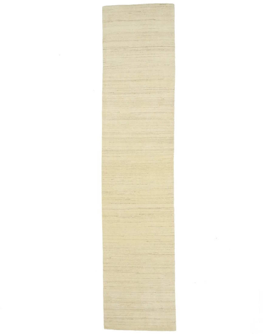 Cream Hand-Loomed Wool Gabbeh Runner Rug 2'8 x 12' Modern Solid Pattern: Cream Hand-Loomed Wool Gabbeh Runner Rug 2'8 x 12' Modern Solid Pattern Enhance your space with this stunning Cream Solid Design Hand-Loomed Gabbeh Wool Rug. Measuring 2'8" x 12'0", this stylish runne