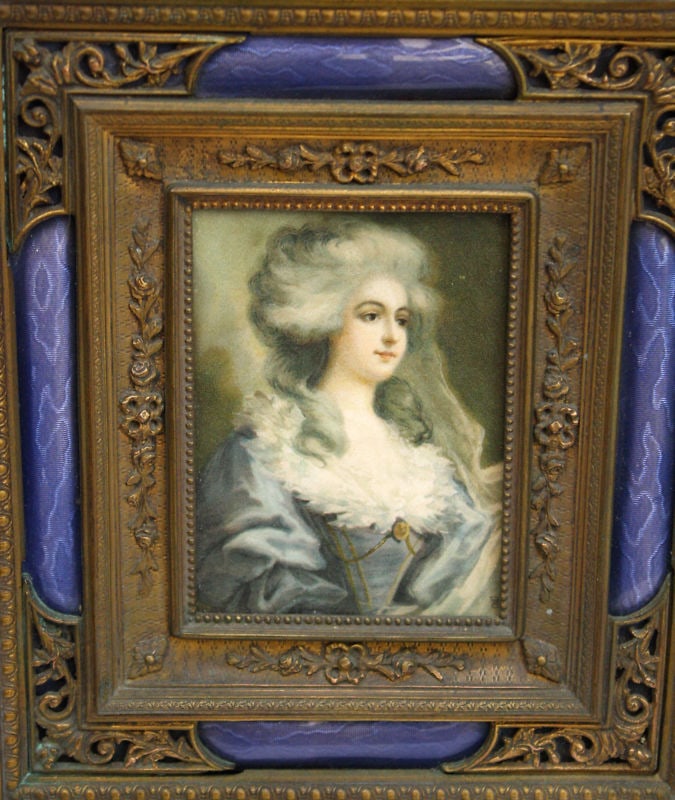 Antique 1900 French Bronze Enameled Picture Frame 5.55 x 7.4 (1 of 6)