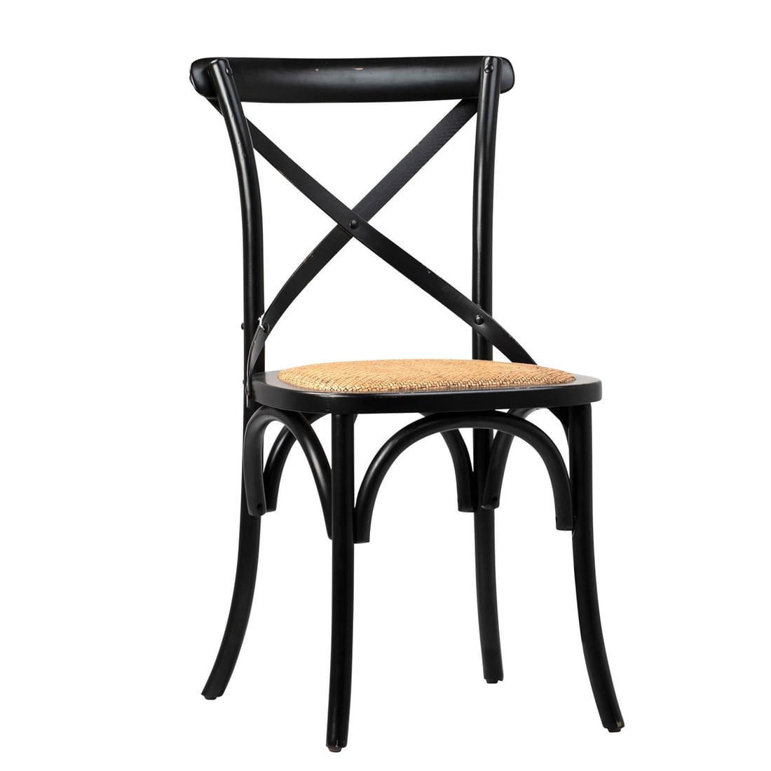 Gaston Dining Chair Black Rattan Seat Birch Wood Frame (1 of 5)