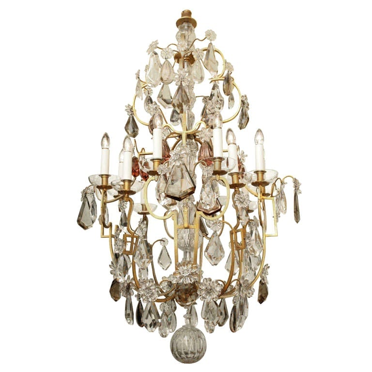 Twelve Light Louis XVI Bronze Crystal Chandelier Attributed to Maison Bagues (1 of 15)